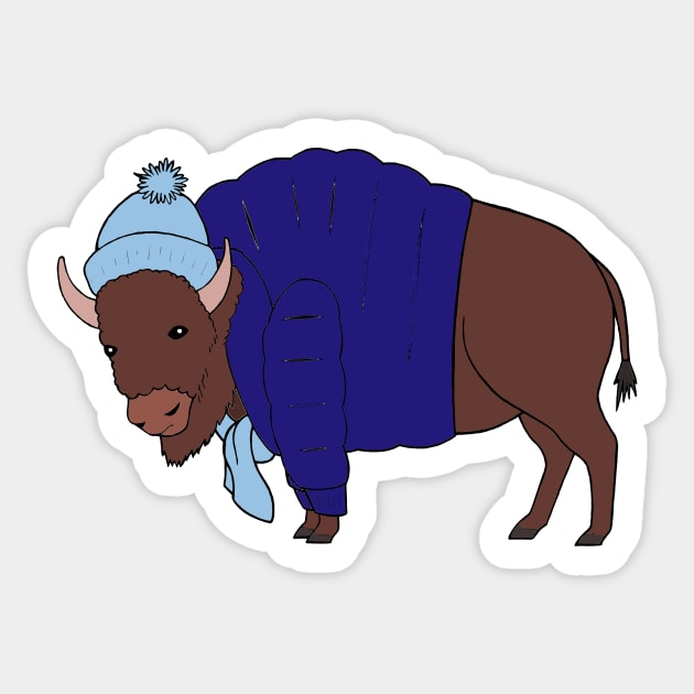 Buffalo Winter - blue Sticker by WatershipBound